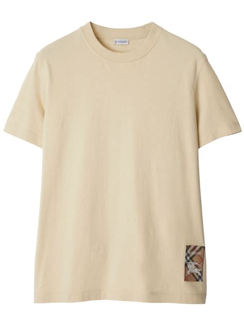 burberry shirt with crew neck|Check Label Cotton T.